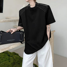 Load image into Gallery viewer, Round Neck Hand-beaded Zipper Embellished Loose T-shirt
