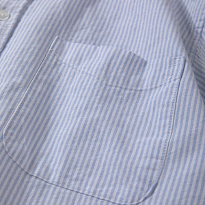 Blue Striped Cotton Loose Casual T-shirt