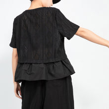 Load image into Gallery viewer, Hollow Top Fake Two-piece Stitching T-shirt
