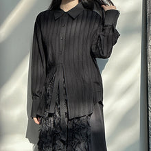 Load image into Gallery viewer, Striped Textured Loose Long-sleeved Shirt
