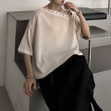 Load image into Gallery viewer, Retro Drawstring Hollow Irregular T-shirt

