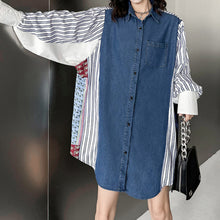 Load image into Gallery viewer, Vintage Patchwork Denim Long-sleeved Shirt
