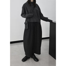 Load image into Gallery viewer, Striped Wide-leg Loose Fleece-lined Thick Knit Cropped Pants

