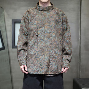Vintage Python Jacquard Disc-button Shirt