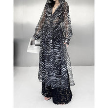 Load image into Gallery viewer, Women's Zebra-print Long-sleeve Sun Protection Chiffon Shirt with Drawstring
