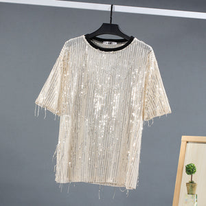 Tassel Sequin Stage Costume T-Shirt