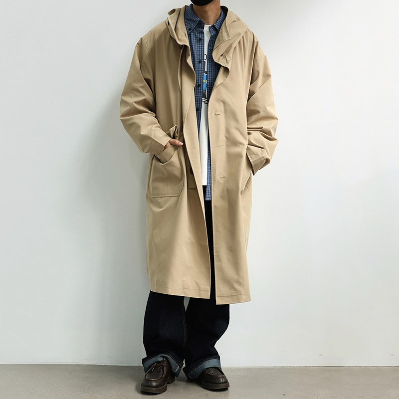 Japanese Retro Hooded Over-the-knee Coat