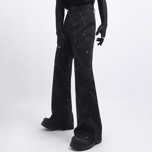 Glittery Starry Sky Loose Casual Blazer Slightly Flared Trousers Two-Piece Set