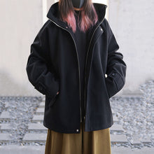 Load image into Gallery viewer, Loose Short Hooded Zipper Coat
