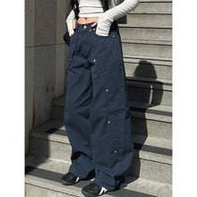 Load image into Gallery viewer, Vintage Rivet Stitching Denim Loose Straight Wide-leg Pants

