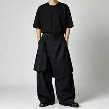 Load image into Gallery viewer, Japanese Loose High-waist Asymmetric Apron Layered Skirt-pants
