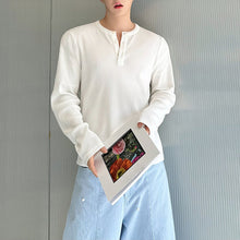 Load image into Gallery viewer, Cotton Half-open Collar Three-button Bottoming Shirt
