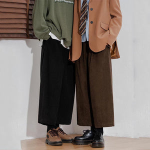 Retro Corduroy Wide Leg Ninth Pants