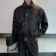 Load image into Gallery viewer, Black Shoulder Padded Motorcycle Short Jacket
