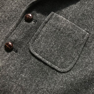 Vintage Multi-Pocket Herringbone Wool Vest