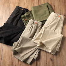 Load image into Gallery viewer, Wide-leg Cotton Loose Japanese Retro Casual Trousers
