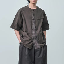 Load image into Gallery viewer, Japanese Retro Patchwork Collarless Shirt
