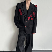 Load image into Gallery viewer, 3D Floral Padded Shoulder Double-layer Collar Blazer
