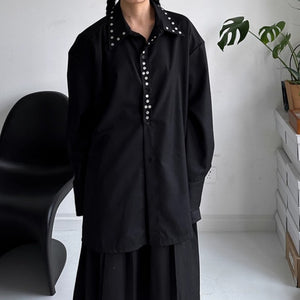 Rivet Loose Casual Padded Shoulder Shirt