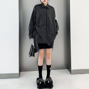 Striped Loose POLO Collar Shirt