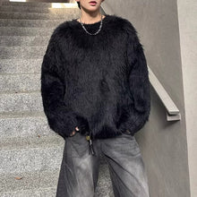 Load image into Gallery viewer, Winter Loose-fitting Crew Neck Faux Fur Sweater
