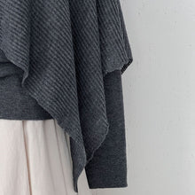 Load image into Gallery viewer, Women's Asymmetrical Knit Cape Overlay Layered Long Sleeve Shirt
