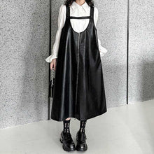 Load image into Gallery viewer, PU Leather Suspender Dress
