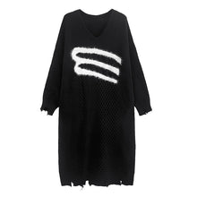 Load image into Gallery viewer, Autumn and Winter Thick Knitted V-neck Jacquard Long Sweater Dress
