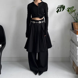 Fake Two-piece Loose Drape Pleated Skirt Pants