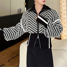 Load image into Gallery viewer, Striped Winter Large Lapel Sweater Jacket
