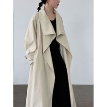 Load image into Gallery viewer, Stand-up Collar Retro Belted Mid-length Loose Coat
