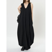 Load image into Gallery viewer, Women's Deep V Neck Asymmetric Curved Balloon Dress

