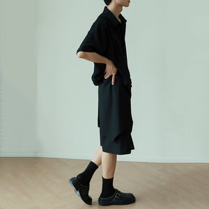 Hollow Lace Short-sleeved Casual Shirt