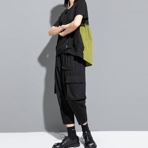 Contrast Color Stitching Loose Short-sleeved T-shirt