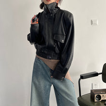 Load image into Gallery viewer, Short Vintage Leather Jacket
