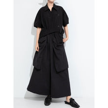 Load image into Gallery viewer, Women's Asymmetric Paneled Short Sleeve Designer Shirt
