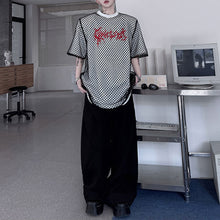 Load image into Gallery viewer, Mesh Fake Two-piece Letter Printed Patchwork T-shirt

