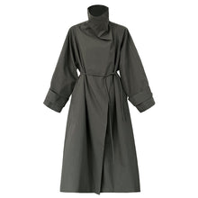 Load image into Gallery viewer, Stand-up Collar Retro Belted Mid-length Loose Coat
