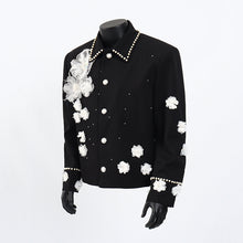 Load image into Gallery viewer, 3D Floral Beaded Shoulder-padded Jacket
