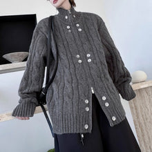 Load image into Gallery viewer, Button Stand Collar Loose Sweater
