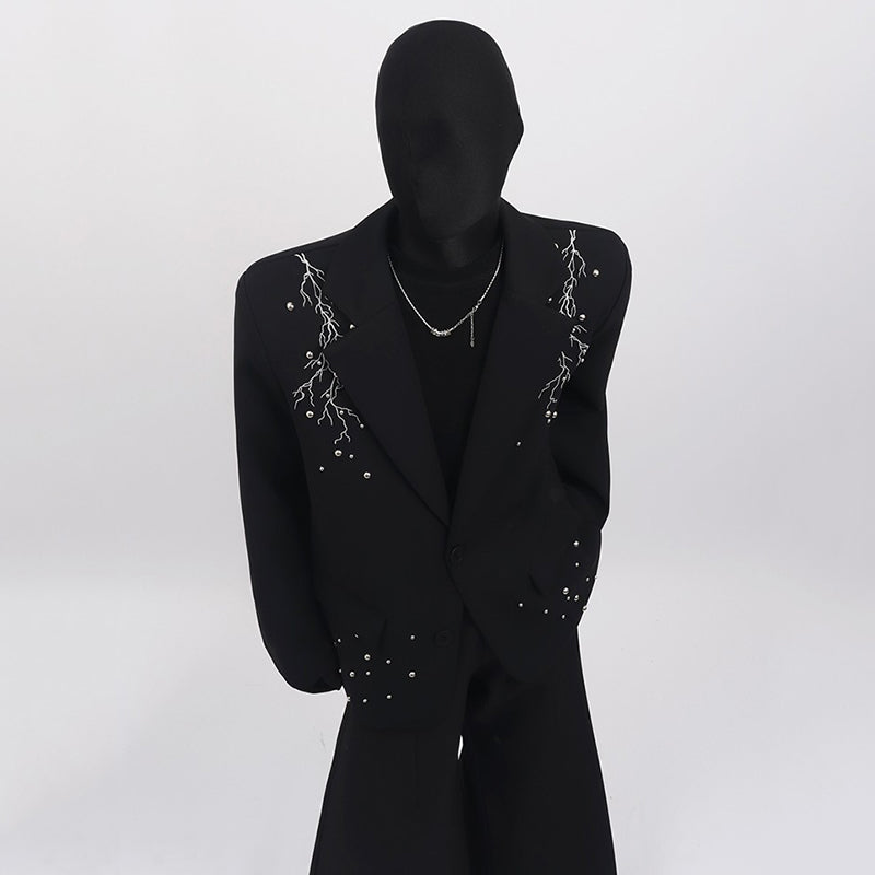 Metal Beaded Loose Suit Jacket