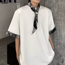 Load image into Gallery viewer, Detachable Leopard-Print Silk Scarf T-shirt
