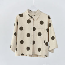 Load image into Gallery viewer, Women's Polka Dot Pleated Retro Collared Short Shirt
