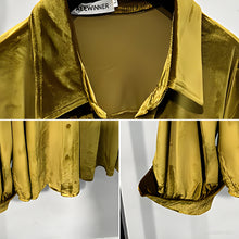 Load image into Gallery viewer, Loose-Fit Velvet Shirt with Fluid Drape
