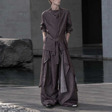 Load image into Gallery viewer, Irregular Slanted Placket Shirt and Trousers Two-piece set
