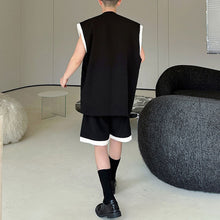Load image into Gallery viewer, Contrast Color Stitching Sleeveless Vest Straight Shorts Two-piece Set
