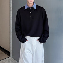 Load image into Gallery viewer, Striped Lapel Fake Two-Piece Loose POLO Shirt
