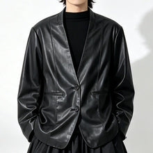 Load image into Gallery viewer, Japanese Loose PU Leather Blazer Jacket
