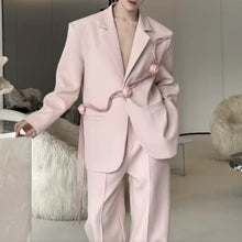 Load image into Gallery viewer, French Rose-ribbon Suit Jacket Straight-leg Casual Trousers Two-piece Set

