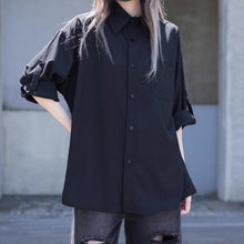 Load image into Gallery viewer, Button-down Loose Casual Black Shirt
